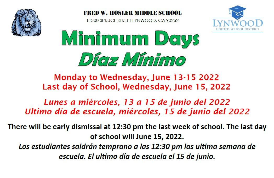 minimum day 2022